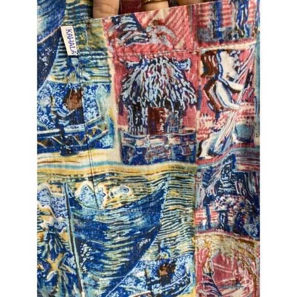 Vintage Kahala Hawaiian Islands collection Mens XL Cotton Blue Ocean Beach Palm - Picture 5 of 11